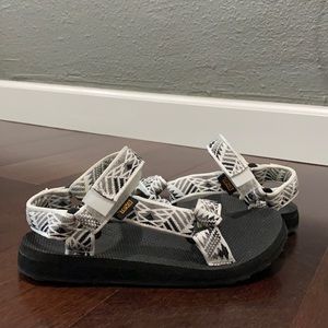 teva white, grey and black sandals